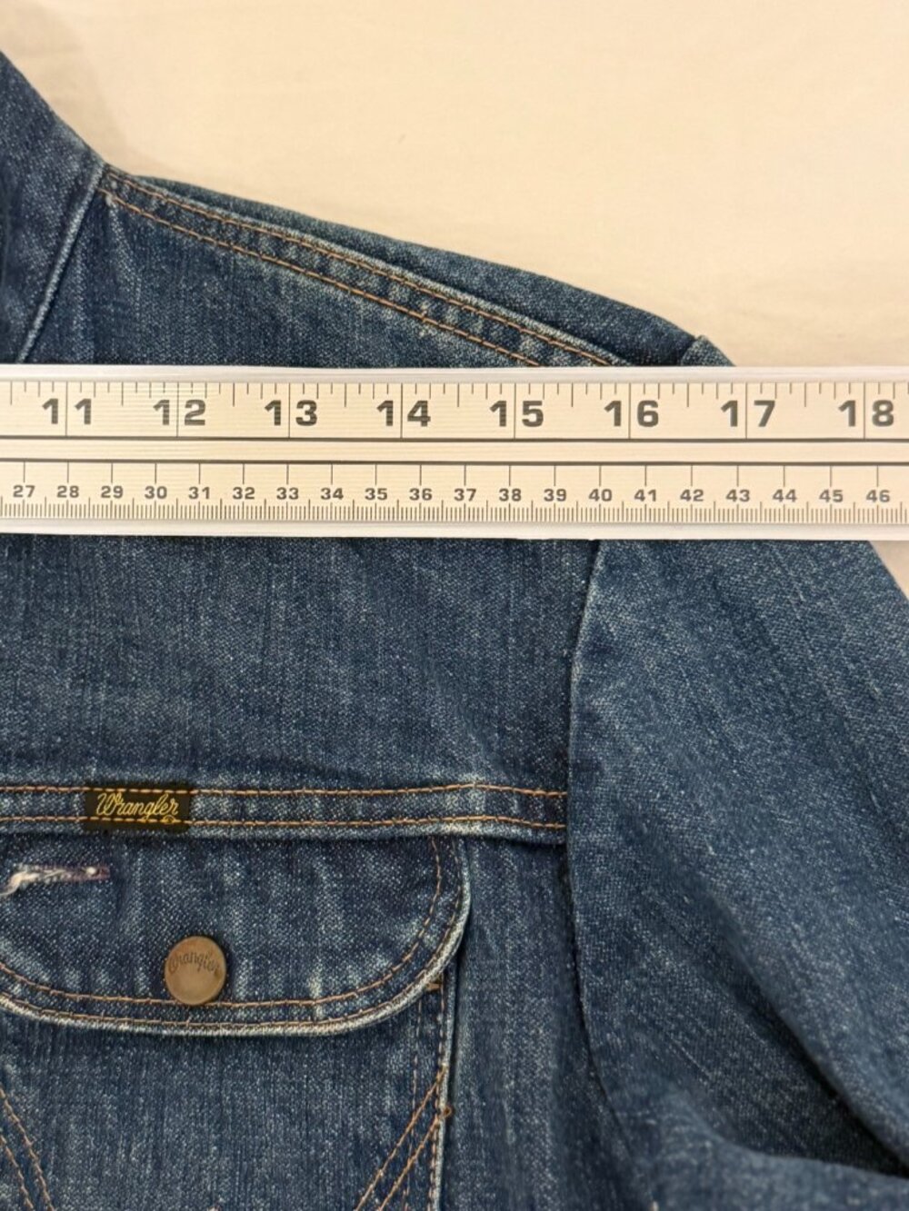 VINTAGE 70s WRANGLER BLUE DENIM JACKET MENS 36 S 36"x21" ROPE TAG MADE IN USA - Picture 16 of 16